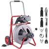 VEVOR Sturatubi Elettrico 22 m x 13 mm, Sonda per Fognature con Avanzamento Automatica su Ruote Portatile, 8 Lame e Interruttore a Pedale, per Tubi con Diametro da 5 a 15 cm, per Scarichi e Lavandini