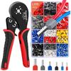 Grasomtools ® Kit di strumenti per crimpare ghiere, connettori a ghiera doppia e singola, pinze a crimpare filo a ganascia quadrilatera (0,08-16 mm²) con manicotti per connettori terminali 1200 pezzi