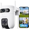 EZVIZ 6MP (3MP+3MP) Telecamera WiFi Esterno con Doppia Lente, Telecamera per Esterni a 360°, Visione Notturna a Colori, Rilevamento Persone/Veicoli, Audio Bidirezionale, Impermeabile, C9c Dual 2K
