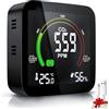 focombance Rivelatore CO2 Monitor Rilevatore Gas 5 in 1, Umidità Casa Termometro Ambiente Rilevatore Fumo Sensore CO2 Monitor HCHO TVOC Misuratore di Temperatura e Umidità Monitor Nero