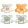 Difrax Ciuccio naturale - 12+ mesi - bianco e giallo + tettarella Glow in the Dark - 4 pezzi