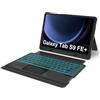 IVEOPPE Cover con Tastiera Samsung Galaxy Tab S9 FE Plus/S9 Plus/S10 plus 12.4, Tastiera Touchpad Custodia Retroilluminata Italiano 3-Canali Bluetooth Rimovibile Supporto Magnetico Ritratto/Landscape, Nero