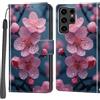 Haninsuze Cover per Samsung Galaxy S24 Ultra, Portafoglio PU Pelle, Fiore di pesco | Interno TPU Antiurto, Anti-Graffio, Fessura per Schede, Supporto Stand, Design Libro, Flip