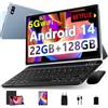 ZIOVO Tablet Android 14 Tablet 10 Pollici, 22GB RAM + 128GB ROM (TF 1TB), 5G WiFi Tablet, Widevine L1/ Octa-Core/ 8000mAh/ Corpo Metallico/ 8+5MP/ Supporto Netflix, 2 in 1 Tablet con Tastiera e Mouse-Grigio