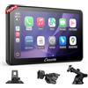 Carpuride W701 Pro Autoradio Portatile con Trasmissione Bluetooth Wireless, Compatibile con Carplay e Android Auto, Schermo Touch da 7 pollici 1080P, Mirror Link/GPS/Siri/FM, con 3 Staffe di Montaggio