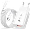 Pamker Caricatore USB con Cavo USB C 2 Metri, 18W QC 3.0 Presa USB Caricabatterie Rapido Alimentatore Spina USb Charger für Samsung S10e/S10/S10+/S9+/S9/S8/A40s/A40/A14/A13,iPhone,Pad, Huawei, Xiaomi, Redmi