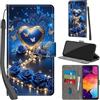 PHINIENLAND Cover per Samsung Galaxy A50 / A50s custodia portafoglio Cuore | 3 scomparti carte, 1 tasca banconote, Chiusura magnetica, Supporto, Pelle PU flip cover per Samsung A50