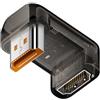 xiwai Adattatore HDMI maschio a HDMI 2.1 femmina con angolo di 360 gradi verso l'alto e forma a U opposta, estensore HDTV UHD 8K 60 Hz trasparente con luce LED intelligente per monitor