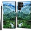 Haninsuze Cover per Samsung Galaxy S24 Ultra, Custodia Interno TPU Antiurto Portafoglio con Disegni [schede Fessura] [Supporto Stand] Cover Libro in PU Pelle (Foresta)