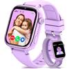 Oliimptek 4G Smartwatch Bambini con GPS e Videochiamate, Orologio Smartwatch Bambini con Chiamate, Chat Vocale, SOS, modalità Scuola, IP68 Impermeabile, Contapassi, Sveglia, Fotocamera, Sonno, Viola