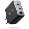NOVOO GaN - Caricatore rapido USB C da 120 W, 3 porte, USB C, alimentatore di rete per MacBook Pro/Air, iPad Pro, Galaxy S24/S23, iPhone 16/Pro e altro ancora