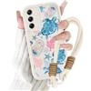 Kueqeay Cover con Cordino per Samsung Galaxy A55 5G, Silicone Custodia Aesthetic Estate Tartaruga Bianco Donne Mädchen Modello Disegni Collana Universale Protezione Fotocamera Antiurto Case, 04