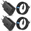 OERYIEG 2 Pezzi Caricabatterie Rapido USB C con Cavo da 2M per Samsung Galaxy S25 S24 S23 S22 S21 Ultra/Plus A56 A55 A54 A53 A36 A35 A26 A25 A16 A15 Z Fold7 Flip7 Alimentatore di Rete e Adattatore USB C