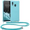 kwmobile Custodia Compatibile con Samsung Galaxy A20e Cover - Back Case in Silicone TPU - Protezione Smartphone con Cordino - blu chiaro