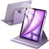JETech Custodia Rotante per iPad Air 13 Pollici M4/M3/M2 (2026/2025/2024) con Portapenne, 360 Rotazione dei Gradi Protettiva Supporto Cover Trasparente Retro (Viola)