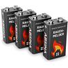 ABSINA 4x Batteria 9V per rivelatore di fumo alcaline - Pile 9 volt longevoli per rivelatori d'incendio, movimento, monossido di carbonio, allarmi di avvertimento e antifumo