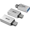 BENFEI adattatore USB C a USB 3.0 3 Confezioni, adattatore OTG USB Tipo C a USB 3.1/3.0/2.0 [Compatibile Thunderbolt 3/4] per iPhone 15 Pro/Max MacBook Pro/Air 2023 iPad Pro iMac S23, Argento