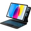IVEOPPE Tastiera per iPad 11ª generazione A16 2025 11 pollici/10ª generazione 2022 10.9 pollici, Cover Keyboard Touchpad magnetica supporto flottante, retroilluminazione 7 colori e trackpad, Nero