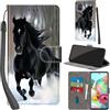 PHINIENLAND Cover per Samsung Galaxy A71 custodia portafoglio Cavallo nero | 3 scomparti carte, 1 tasca banconote, Chiusura magnetica, Supporto, Pelle PU flip cover per Samsung A71