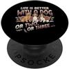 Canine Pet Parent Puppy Pack Designs Cane Mamma Pelliccia Mamma Amante Del Cane Multi Proprietario Di Cane PopSockets PopGrip Adesivo