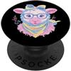 Kawaii Whimsical Pastel Sheep Face Graph Simpatico agnello ritratto amante degli animali grafico blu occhiali fiocco PopSockets PopGrip Adesivo
