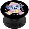 Kawaii Whimsical Pastel Nocturnal Face G Carino Blu Pipistrello Ritratto Amante Animale Grafica Rosa Inverno PopSockets PopGrip Adesivo