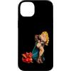 Vortex Fantasy Pinup Girls Custodia per iPhone 14 Plus Fantasy Barbarian Pinup Woman Red Baby Dragon Tugging Skirt