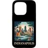 Indianapolis Travel Art Studio Custodia per iPhone 15 Pro Indianapolis, Indiana, orizzonte, retro, vendemmia, arte