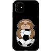 soccer animal ball fan football sport ho Custodia per iPhone 11 Bradipo con calcio