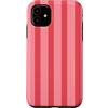 Coastal Pink Red Striped Summer Hamptons Custodia per iPhone 11 Estetica estiva anni '90 alla moda retrò a righe rosse rosa