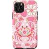 Animal Print Cute And Fun Custodia per iPhone 11 Pro Granchio floreale rosa estivo