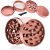 sinzau Macinino per erbe aromatiche in lega di zinco, per spezie, spezie, caffè, set da 4 pezzi con raschietto, colore oro rosa