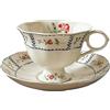 fanquare Elegante Set Tazzina da Caffè e Piattino in Porcellana 220ml,Tazza da Tè Vintage con Motivo Floreale Rose Servizio da Tè Pomeridiano per Colazione Cappuccino Casa e Ufficio