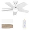 Vagizm Ventilatore da Soffitto 91 CM Per Stanze Piccole: Moderno Bianco Opaco Con Telecomando Dimmerabile - Reversibile E Silenzioso con 6 Velocità Per Camere Da Letto Piccole - 230 V