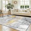 WQMMD Tappeto Soggiorno Moderno Astratto 300x400cm - Tappeto Grande Lavabile Ultra Sottile, Antiscivolo e Morbido, Tappeto Pelo Corto Grigio Chiaro Oro e Bianco XXL per Salone, Divano e Sala da Pranzo