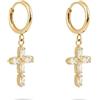 Tamaris Orecchini a cerchio in acciaio inox con ciondolo a forma di croce - IP oro - 1,2 cm - chiusura a scatto - impermeabile e delicato sulla pelle