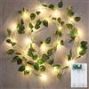 CHONGQILAO Catena Luminosa Ederas, Ghirlanda di Edera Artificiale Luci a Corda 2 Metri 20 LED Ghirlanda Luminosa con Foglie, Catena di Luce LED con Edera Artificiale per Interni Feste Giardino Matrimoni (D)