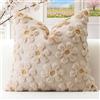 Artscope 1 Pezzi Primavera Estate Federe in Lana Corta Velluto Copricuscini Morbido Decorativo Fodere per Cuscino Lusso Stile per Divano Camera da Letto Fiori Marrone Beige 50x50 cm