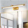 TYhogar LED Applique Parete Lampada 60cm 12W Illuminazione Specchio da Bagno IP44 3000K Ottone Braccio dritto Regolabile Portalampada Luce Dell'immagine Luci Lettura Comodino Con Tirare l'interruttore