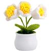 EANAGO Fiore all'Uncinetto Campanula Bianca Fatto a Mano con Vaso Incluso come Decorazione di Benessere per Voi Stessi o come Regalo - Idea Regalo