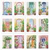 Qihensail 12 Pezzi Fiore Mini Diamond Painting Immagini, Finestra Piccolo Diamant Painting per Adulti, Pittura con Diamanti per Adulti per Decorazione da Parete Domestica, Regalo per Donne. (Finestra)