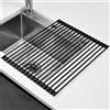 KitchenRaku Scolapiatti da Appoggio | Tappetino Pieghevole per il Lavandino in Cucina | Acciaio Inox 304 / Silicone | Scolapiatti per il Lavello della Cucina (Nero Chiaro, 43x33cm)