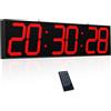 CHKOSDA Orologio da parete digitale a doppia faccia da 72,4 cm, multifunzionale a LED, grande orologio con timer, visualizzazione della temperatura e della data, orologio digitale da appendere grande