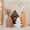 QBMYCN Set di 4 vasi in Ceramica,vasi in Ceramica per la Decorazione Domestica,Vaso Decorativo per Erba di Pampa e Fiori secchi,Decorazione per l'ingresso (Marrone,Arancione,Bianco,Giallo terra)