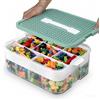 Ziyonix Contenitore Giochi Bambini per Lego, Impilabili Scatola Portaoggetti con Coperchio Vassoio Rimovibile in Plastica Trasparenti Contenitori Portaoggetti per Costruzioni Mattoncini Giochi (B)