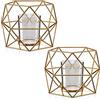 Gvolatee 2 Pezzi Portacandele Geometrici in Metallo, Vintage Candeliere a Lume di Candela, Portacandele in Ferro Battuto per Matrimoni, Feste di Compleanno, Decorazione Della Casa, Festa (Oro)