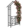 Relaxdays Arco per Rose con cancello, Tetto a Punta, Sostegno rampicanti, Giardino, HxLxP
