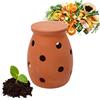 Relaxdays compostiera da interrare per lombrichi, 5 L, Vaso per scarti Cucina con Coperchio, Giardino/aiuola, Terracotta