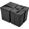 Emuca - Contenitori per la raccolta differenziata per cassetti da cucina, H 266 mm (1 x 15 L + 2 x 7 L), Plastica nera