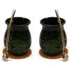 Mate Green Set di tazze da tè per due | in ceramica yerba mate tazza da tè Roches Kalebasse 360 ml | cannuccia in acciaio Bombilla con anello di raffreddamento in acciaio inox Staw | pad in sughero | Starter kit